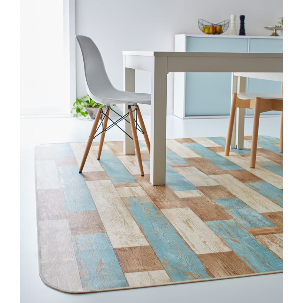 水や汚れ、傷にも強い 古材フローリング調キッチンマット 幅約80cm（丈約120〜270cm） [2]