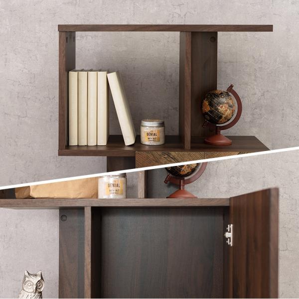 [幅59] ヘリンボーン木目調 扉付きラック 3段タイプ zig [4]