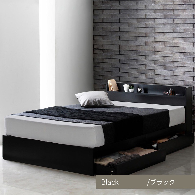 ヘッドボード付き 引出し収納ベッド/ラテ【Latte】 [5]