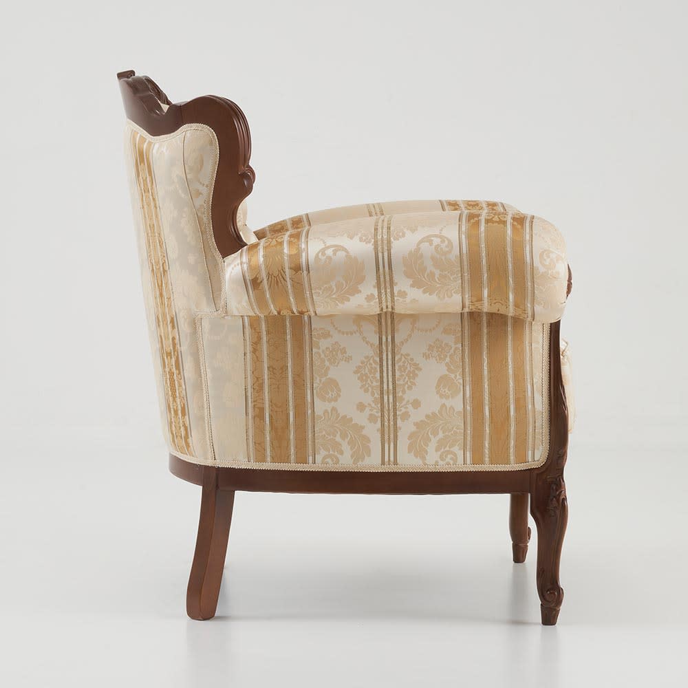 イタリア製平織ストライプ 1人掛けソファ