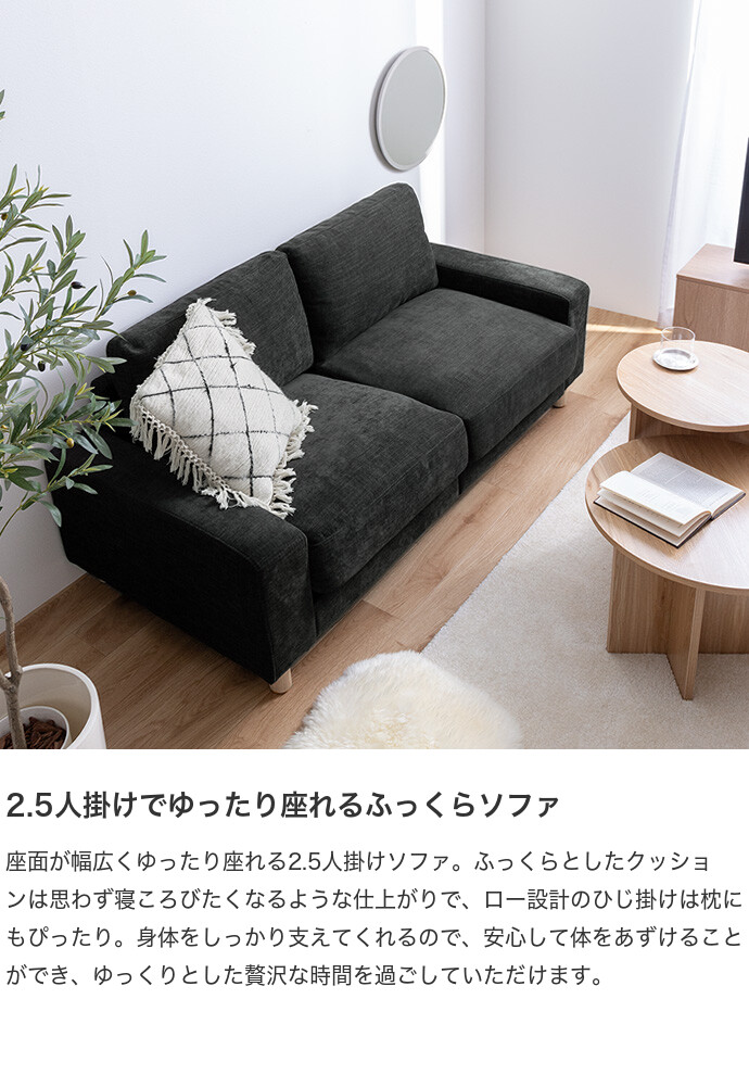 【送料無料】Luxs ルクス 幅162 ソファ フロアソファ ベッド 2.5人掛け 二人用 3人 2P 3P リビング 低い low ロー設計 肘置き ひじ掛け アームレスト 広々 ふかふか 脚付き 弾力 一人暮らし ワンルーム 寝れる 高級感 高見え ゆったり sofa ライトグレー [2]