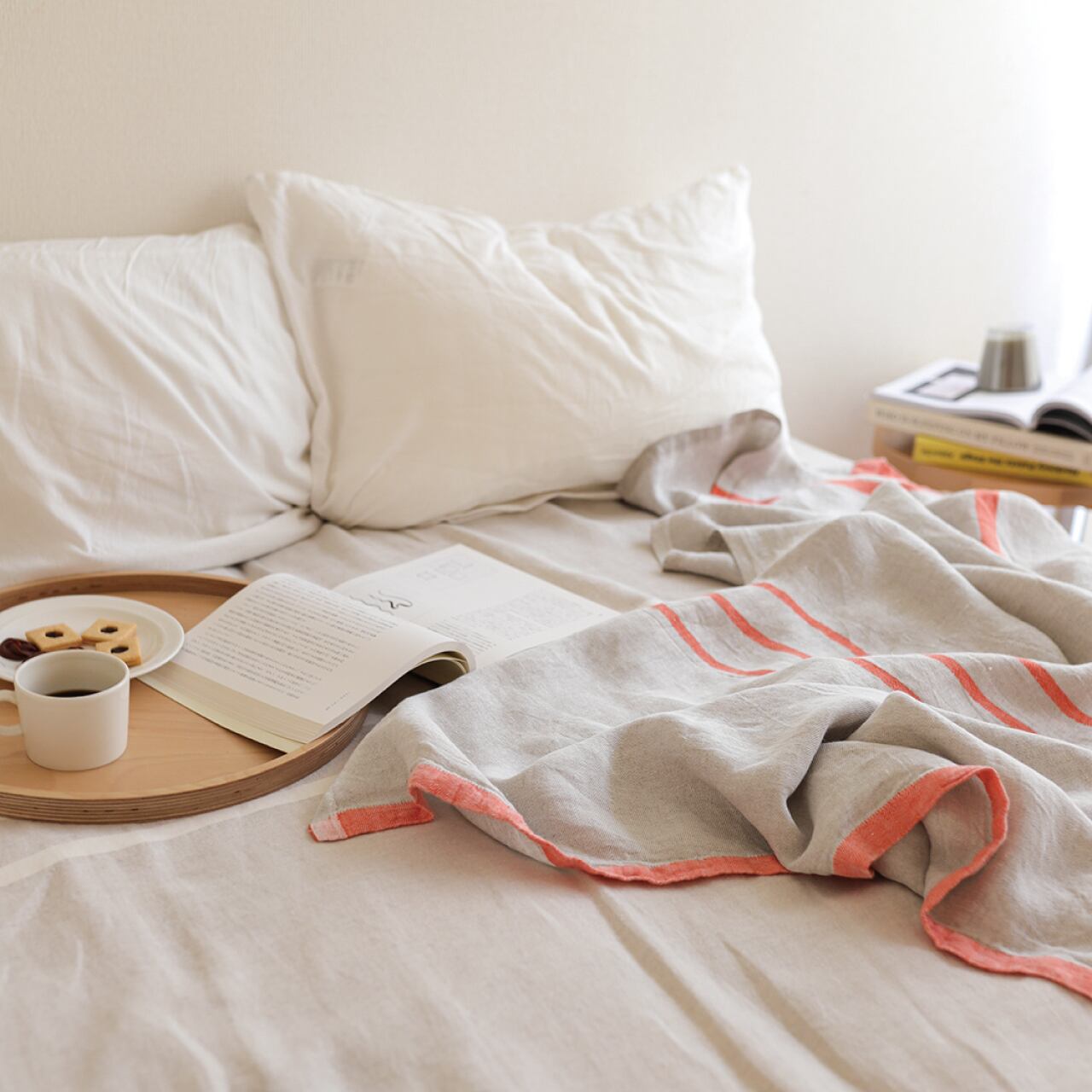 【ONLINE限定】USVA マルチユースタオル / linen-orange / 95x180cm / ウォッシュドリネン / 吸水 / 速乾 / タオル / バスタオル / ブランケット / テーブルクロス / LAPUAN KANKURIT（ラプアン カンクリ） [4]