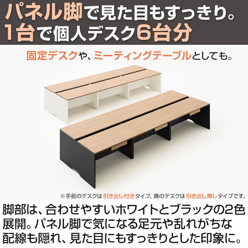 NF2.0シリーズ フリーアドレスデスク 6人用 幅3600×奥行1400×高さ720mm 配線ボックス付き ミーティングテーブル 会議用テーブル [5]
