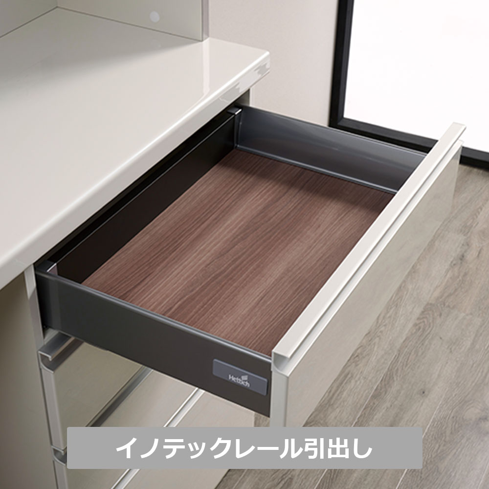 Pamouna（パモウナ）キッチンカウンター「KJ」ハイカウンター 家電収納向かって左 パールホワイト 幅2サイズ（100cm・120cm）奥行2サイズ（50cm・44.5cm）下台：家電収納一体型 [3]