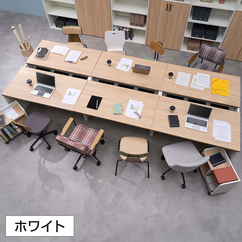 NF2.0シリーズ フリーアドレスデスク 6人用 引き出し付き 幅3600×奥行1400×高さ720mm 配線ボックス付き ミーティングテーブル 会議用テーブル [4]