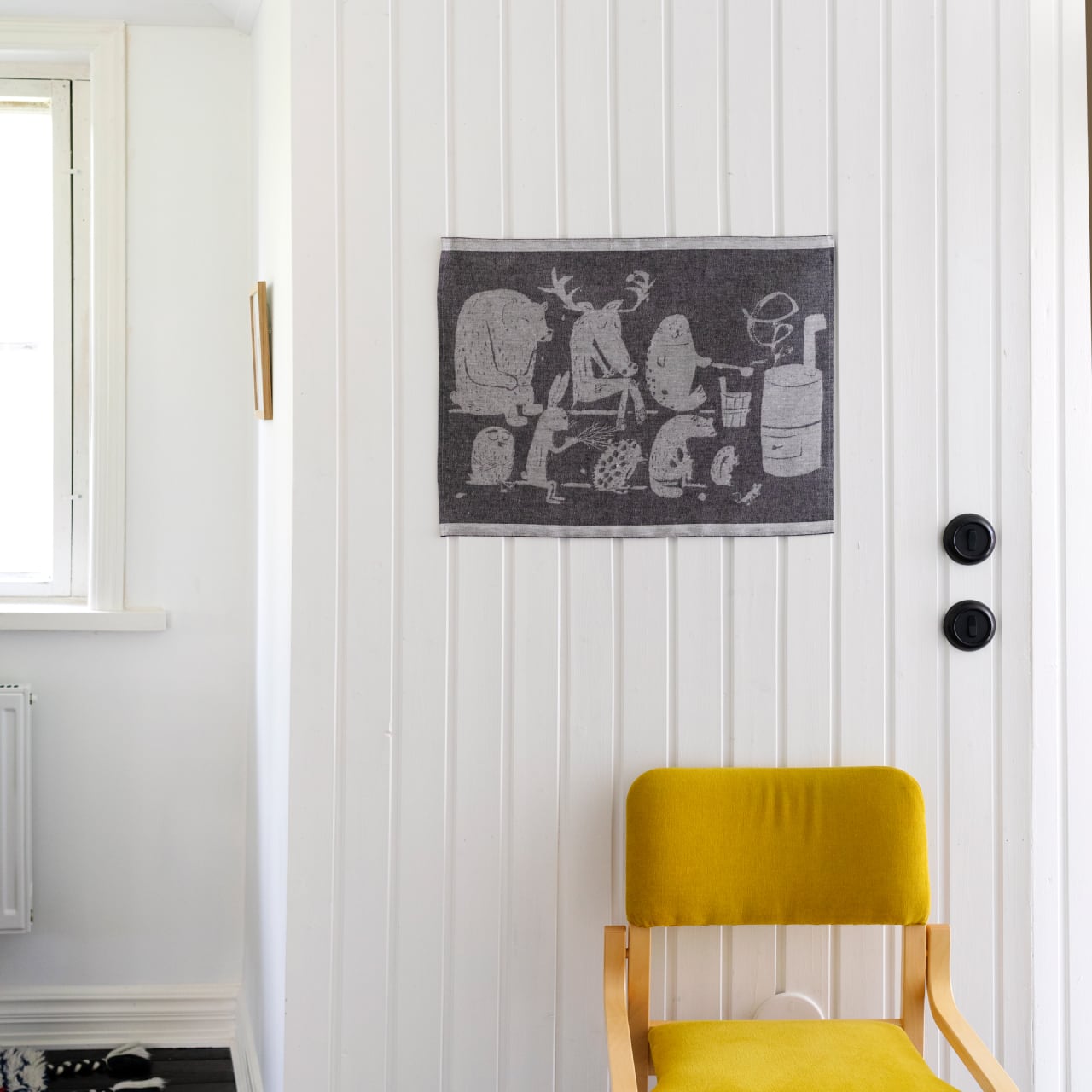 【ONLINE限定】ELÄINTEN SAUNA サウナカバー / white-black / 46×60cm / コットン / リネン / 吸水 / 速乾 / LAPUAN KANKURIT（ラプアン カンクリ） [3]