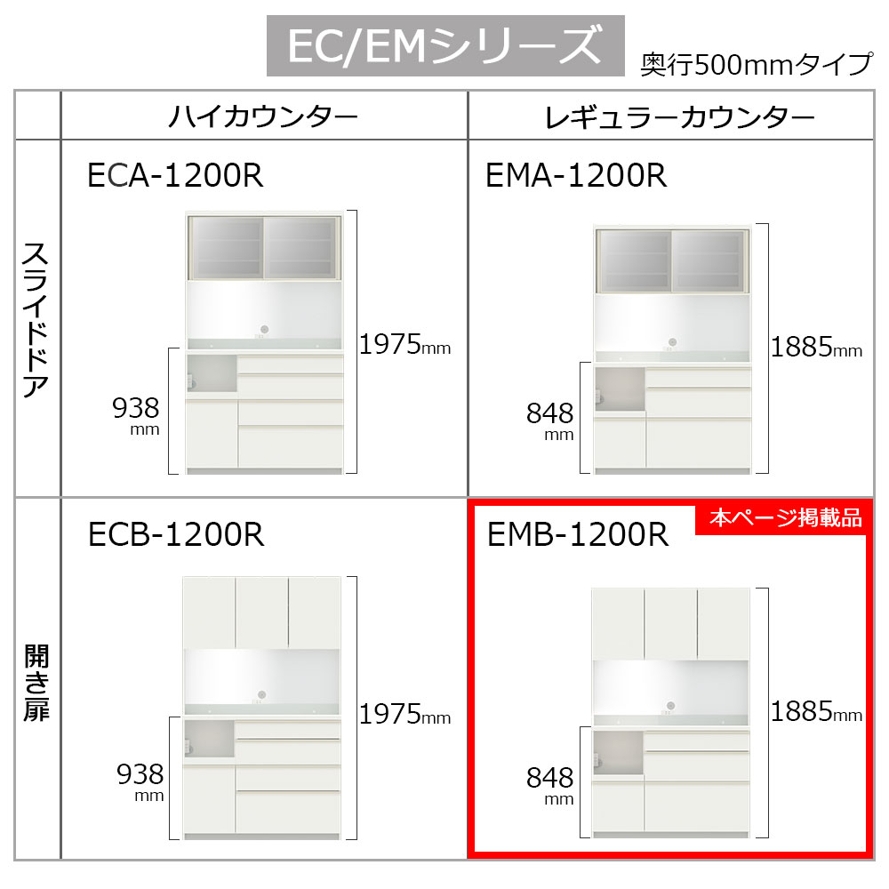 Pamouna（パモウナ）オープンボード「EMB-1200R」幅120cm 奥行50cm 高さ188.5cm 開き扉 レギュラーカウンター 全3色 [5]