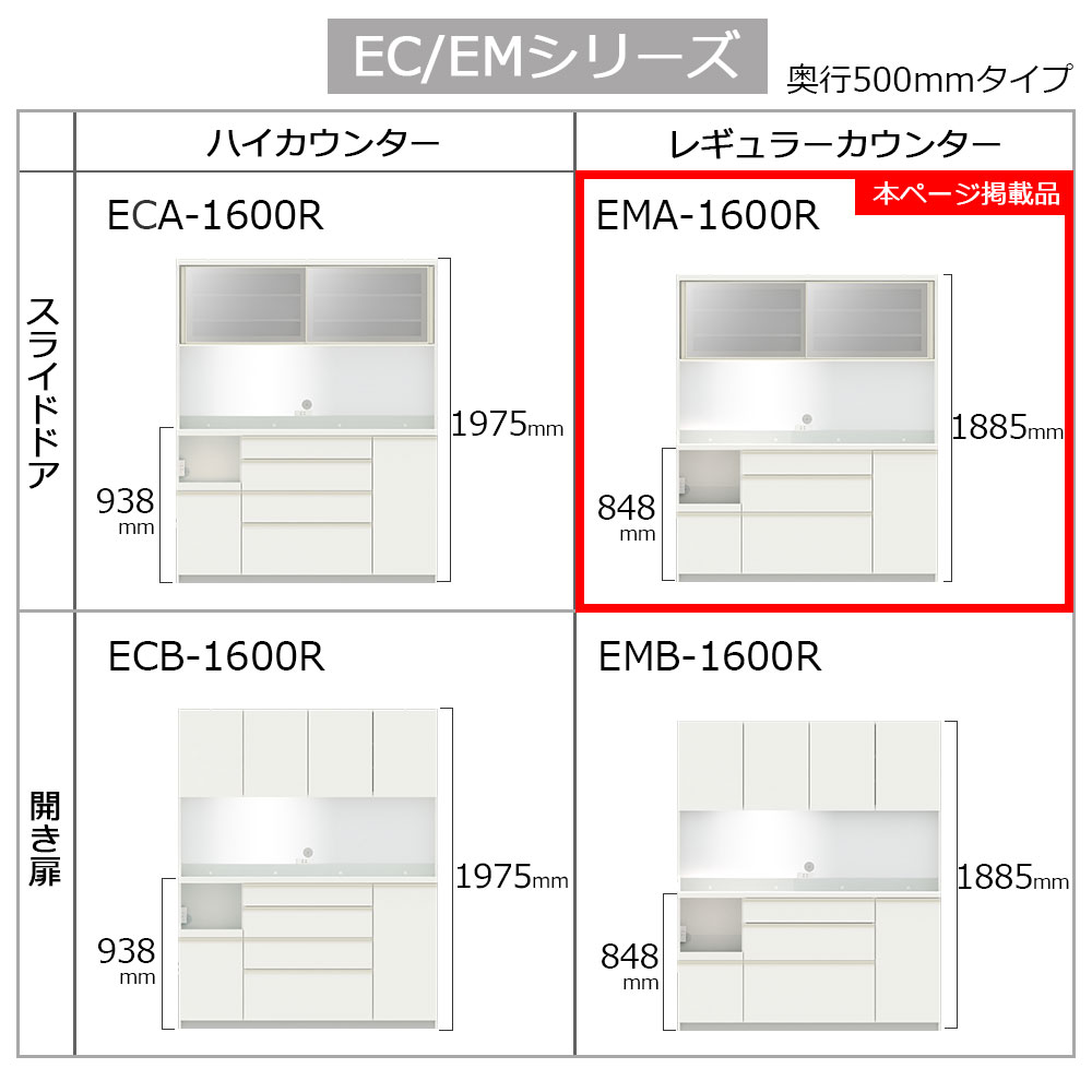 Pamouna（パモウナ）オープンボード「EMA-1600R」幅160cm 奥行50cm 高さ188.5cm スライドドア レギュラーカウンター 全3色 [5]