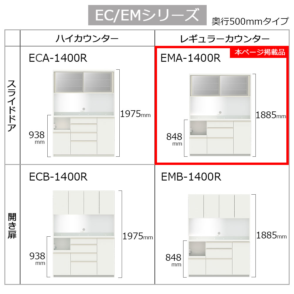 Pamouna（パモウナ）オープンボード「EMA-1400R」幅140cm 奥行50cm 高さ188.5cm スライドドア レギュラーカウンター  全3色 [5]