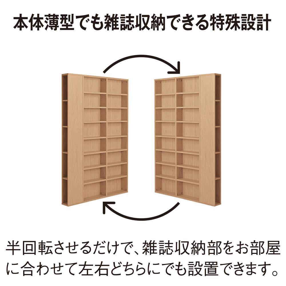 雑誌もまとめて収納出来る薄型コミックラック 幅89cm高さ180cm奥行15cm [5]