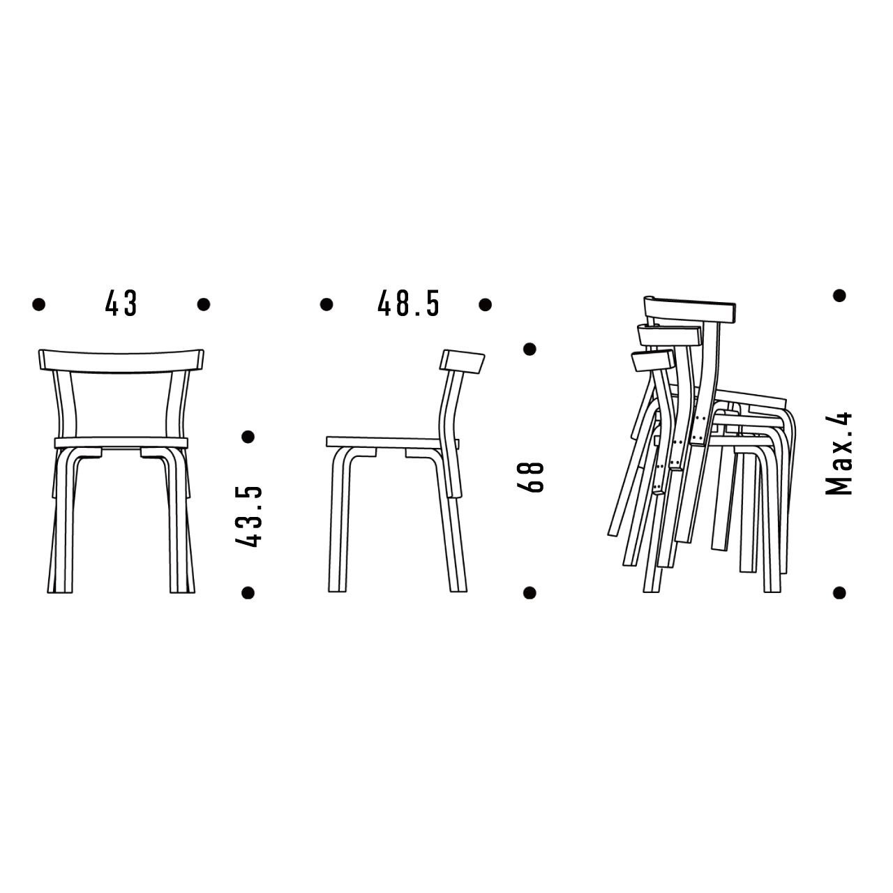 チェア 68 / ホワイト ラッカー / SH43.5cm / L - レッグ / アルヴァ・アアルト / Chair 68 / white lacquer / Artek（アルテック）/ 正規販売店 [4]