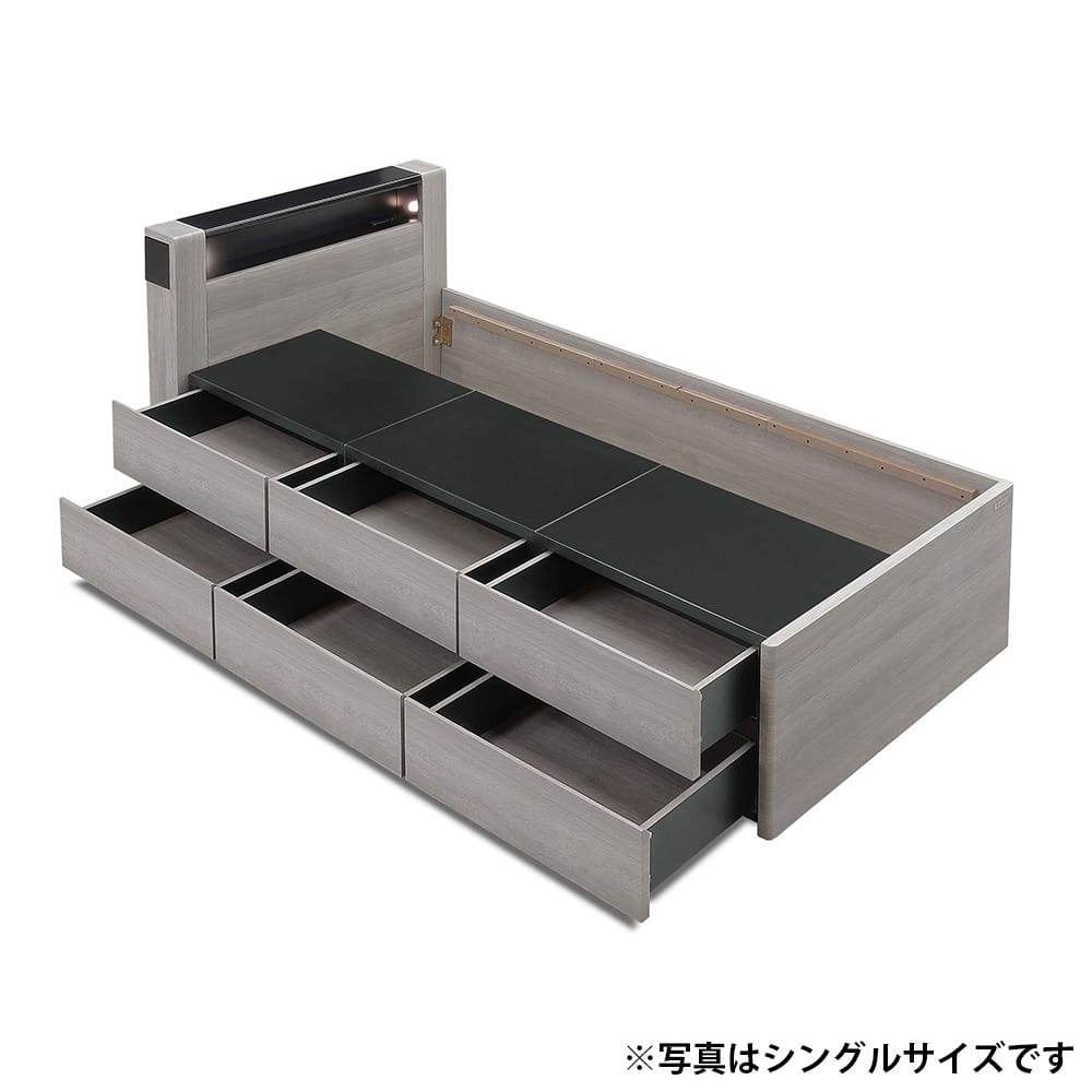 シングルチェストベッドフレーム　チェスタ　サイドＢＯＸ　グレージュ※マットレス別売(シングル　５Ｙ）グレージュ): ベッド [2]