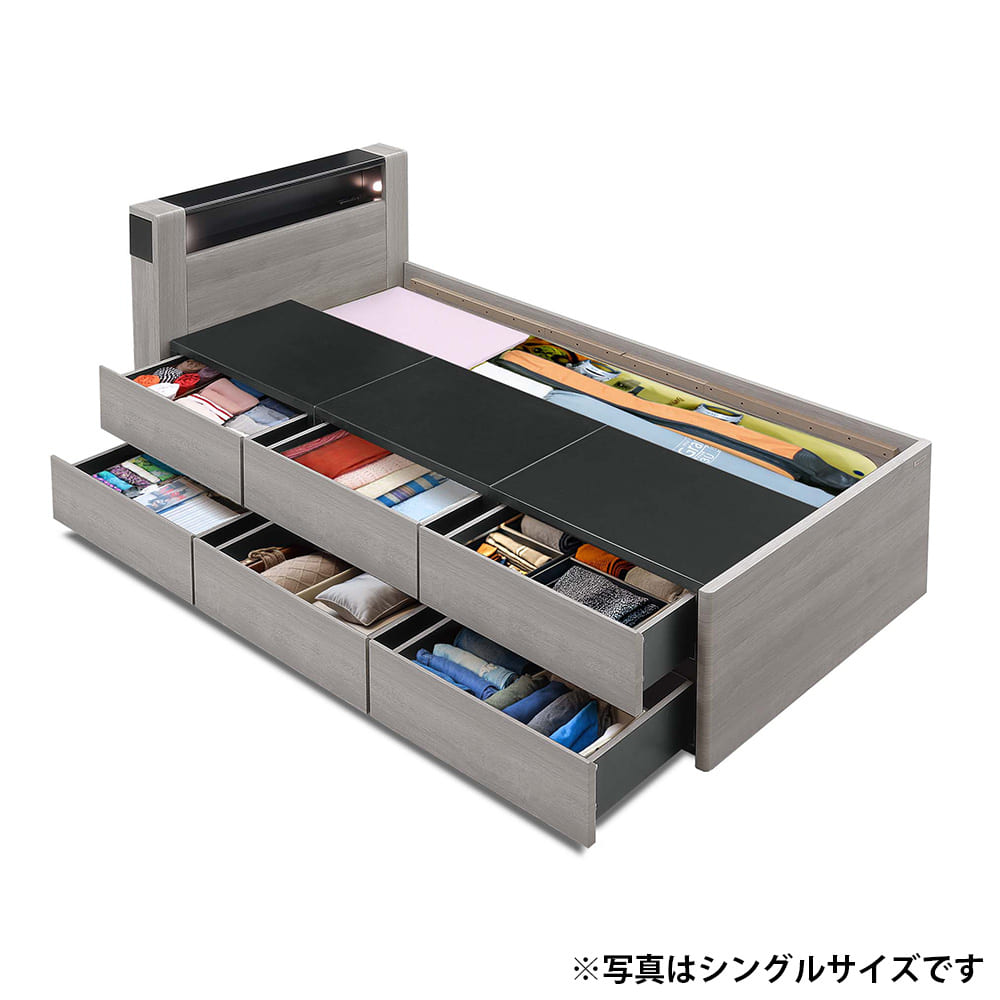 セミダブルチェストベッドフレーム　チェスタ　サイドＢＯＸ　グレージュ※マットレス別売(セミダブル　５Ｙ）グレージュ): ベッド [3]
