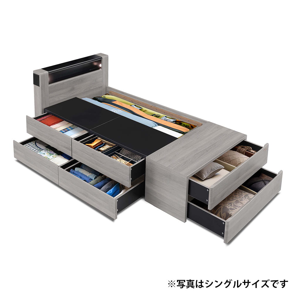 シングルチェストベッドフレーム　チェスタ　フットＢＯＸ　グレージュ※マットレス別売(シングル　５Ｙ）グレージュ): ベッド [3]