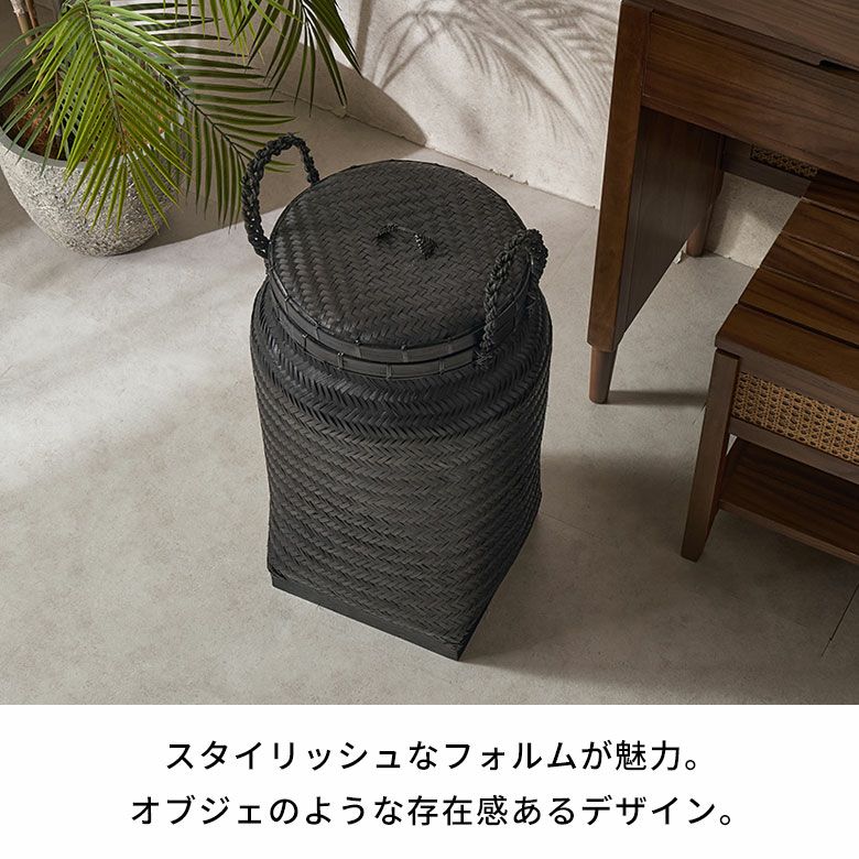 カゴ 収納カゴ 店舗 カフェ レストラン サロン スパ ブランケット 荷物収納 おもちゃ入れ タオル入れ 雑貨入れ 小物入れ リビング収納  蓋付き フタ付き ハンドル付き プレゼント [4]