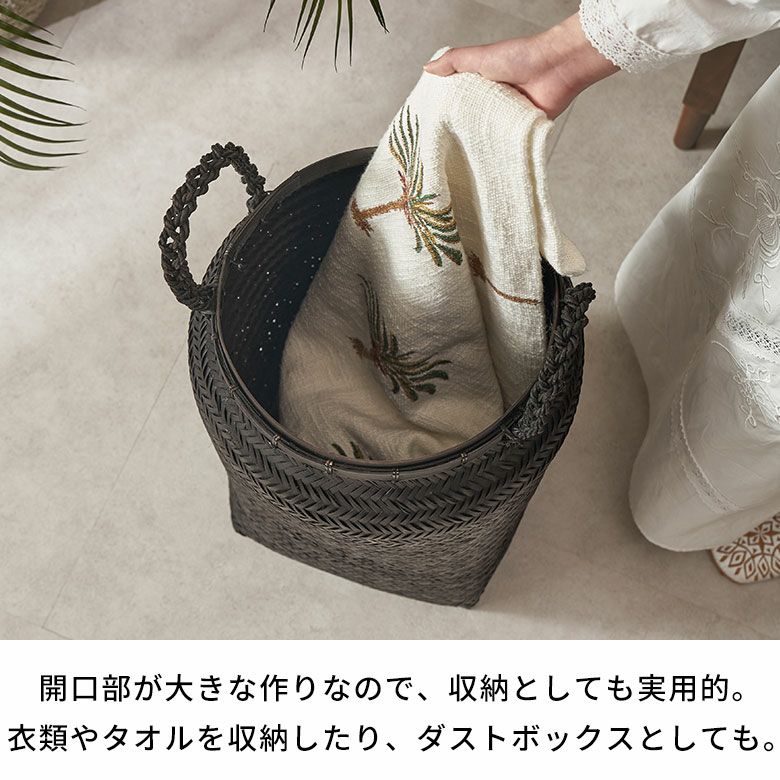 カゴ 収納カゴ 店舗 カフェ レストラン サロン スパ ブランケット 荷物収納 おもちゃ入れ タオル入れ 雑貨入れ 小物入れ リビング収納  蓋付き フタ付き ハンドル付き プレゼント [5]