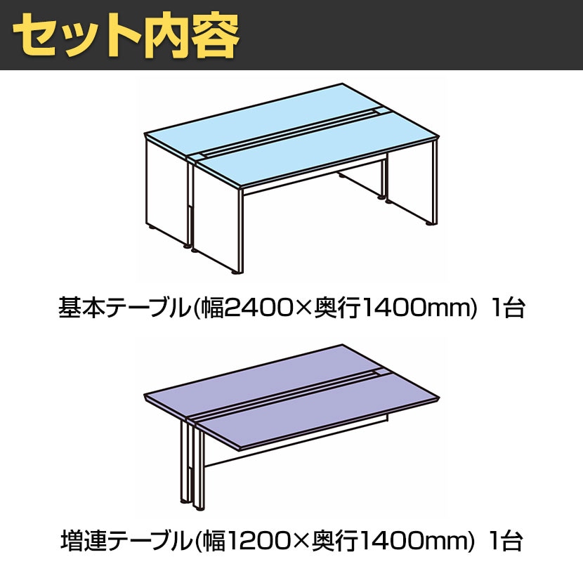 コクヨ ワークヴィスタ+ フリーアドレスデスク 両面タイプ 配線カバー開閉式 幅3600×奥行1400×高さ720mm 脚ホワイト [4]