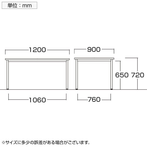 ミーティングテーブル EK 会議用テーブル 抗菌天板 4本脚タイプ シンプル 国産 幅1200×奥行900×高さ720mm EK-1290 [4]