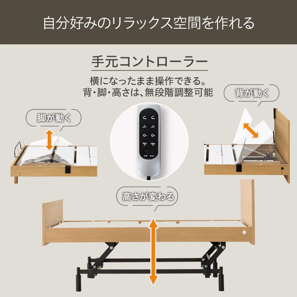 電動ベッド　ＳＤデンドウ　ＮＳ００１　3モーター　ＧＷ　<N>(セミダブル　グレーウォッシ): ベッド [2]