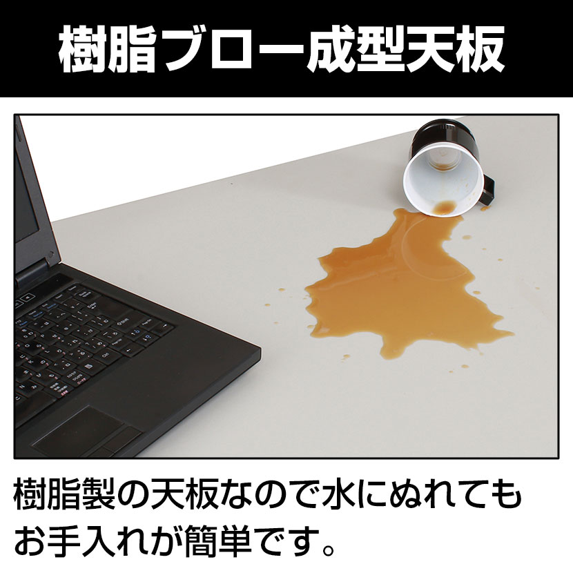 折りたたみテーブル ブロー成型 樹脂製天板 楽々スタッキング 幅1800×奥行600×高さ700mm [3]