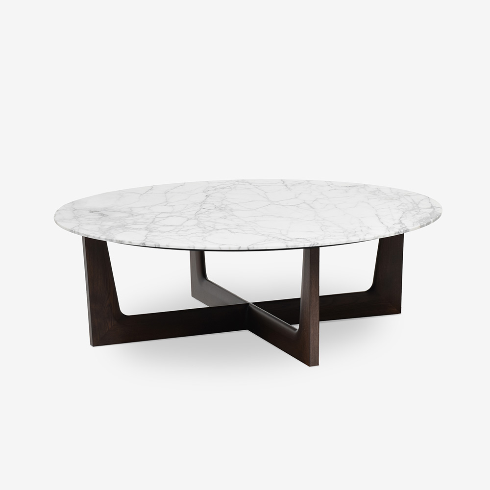PoltronaFrau（ポルトローナ・フラウ）センターテーブル「Ilary イラリー」丸110cm 大理石アラベスカート  脚アッシュ材 モカ色 [2]