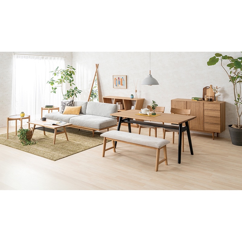 ダイニング4点セット Thor(トール)150TOP オーク NA+テーパー150脚 ラバー BK+チェアThor DC WOOD NA+ベンチThor 125BC NA【大型商品配送】【MIXAL】 [2]