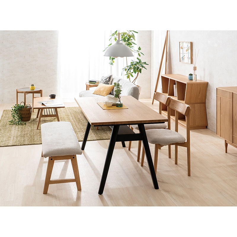 ダイニング4点セット Thor(トール)150TOP オーク NA+テーパー150脚 ラバー BK+チェアThor DC WOOD NA+ベンチThor 125BC NA【大型商品配送】【MIXAL】 [3]