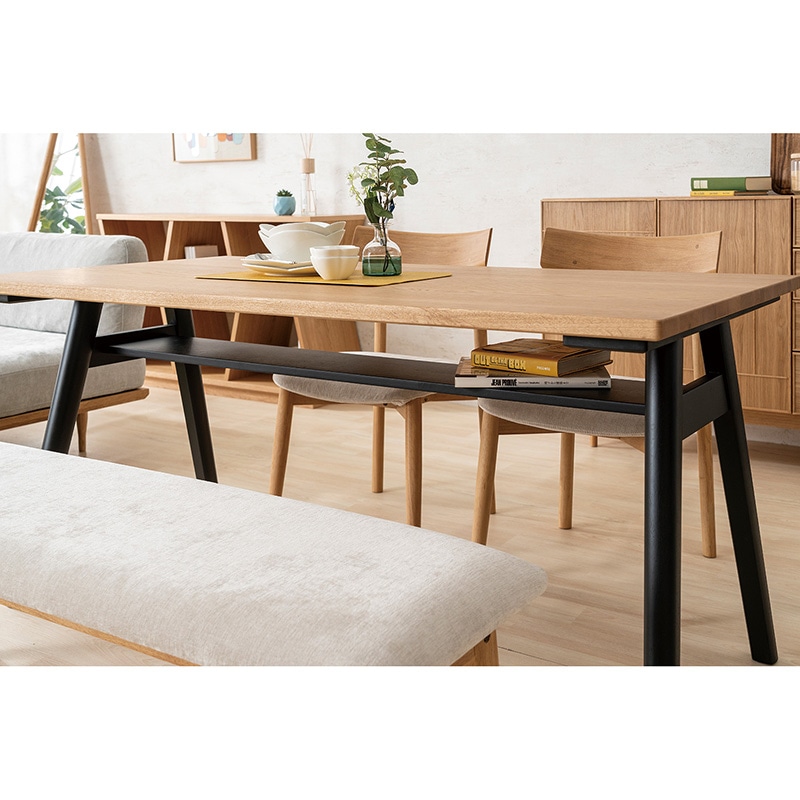 ダイニング4点セット Thor(トール)150TOP オーク NA+テーパー150脚 ラバー BK+チェアThor DC WOOD NA+ベンチThor 125BC NA【大型商品配送】【MIXAL】 [4]