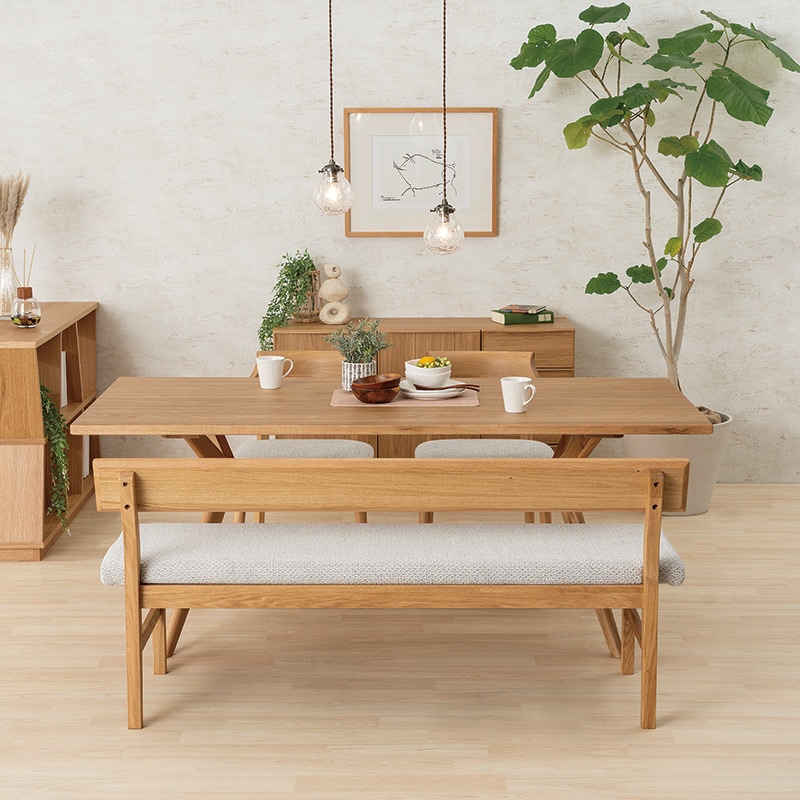 ダイニング4点セット Thor 180TOP NA + X オーク脚NA + セミアームチェア Balder2 DC WOOD NA ＋背付きベンチ Bragi 150 BACKREST NA 【大型商品配送】【MIXAL】 [3]