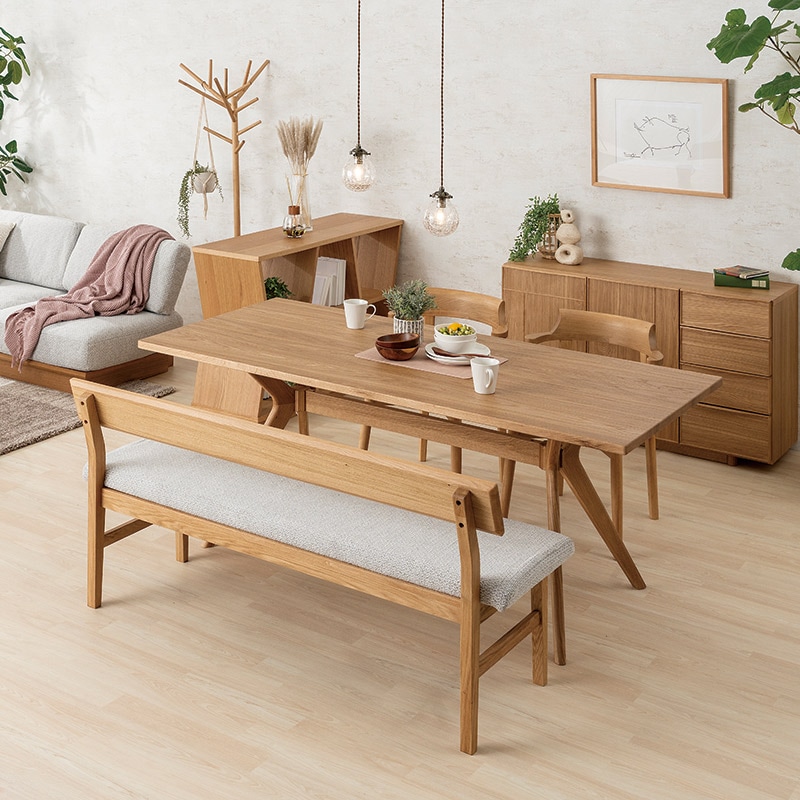 ダイニング4点セット Thor 180TOP NA + X オーク脚NA + セミアームチェア Balder2 DC WOOD NA ＋背付きベンチ Bragi 150 BACKREST NA 【大型商品配送】【MIXAL】 [2]