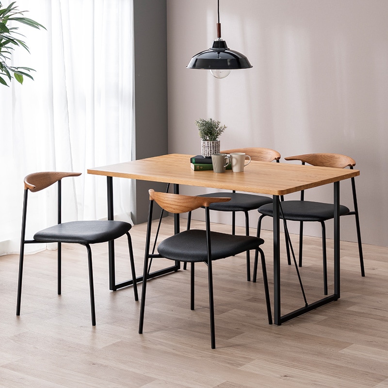 ダイニング5点セット テーブル（if NEST）SAMANTHA NEO2 135TOP OAK+脚SAMANTHA NEO アイアンSQ BK＋セミアームチェア KITE OAK/BK【大型商品配送】 [2]