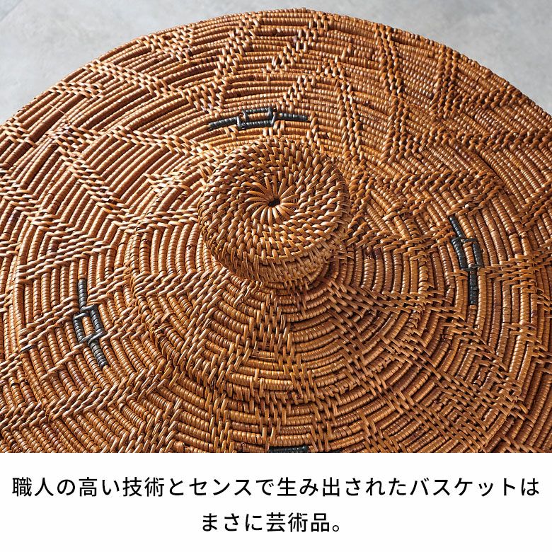 蓋付き ハンドメイド おもちゃ収納 リビング 衣類 洗濯物 おもちゃ フタ付き カゴ 籠 かご 店舗 カフェ レストラン サロン スパ ホテル 天然素材 アジアンリゾート ギフト プレゼント [3]