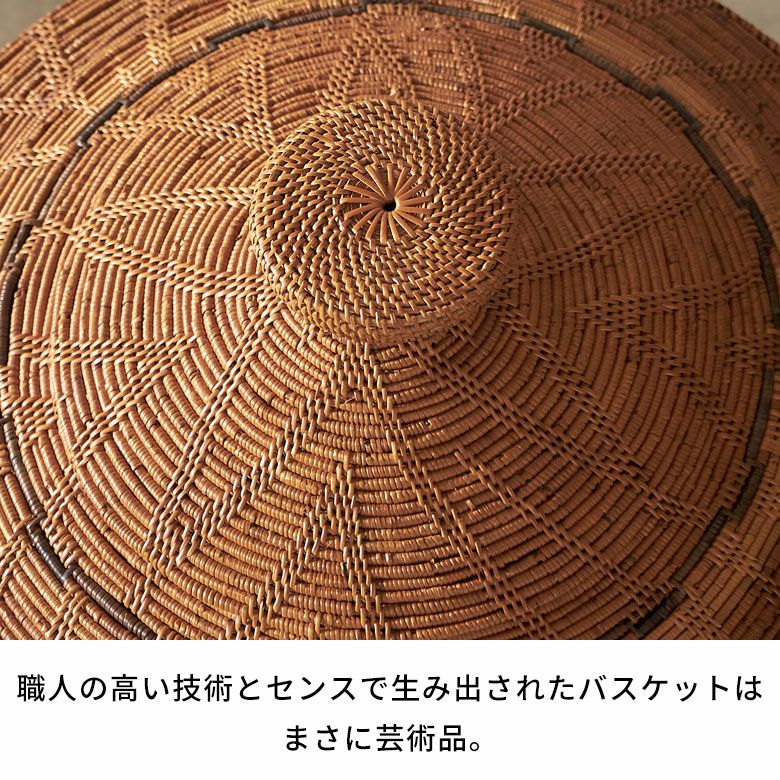 蓋付き ハンドメイド おもちゃ収納 リビング 衣類 洗濯物 おもちゃ フタ付き カゴ 籠 かご 店舗 カフェ レストラン サロン スパ ホテル 天然素材 アジアンリゾート ギフト プレゼント [3]