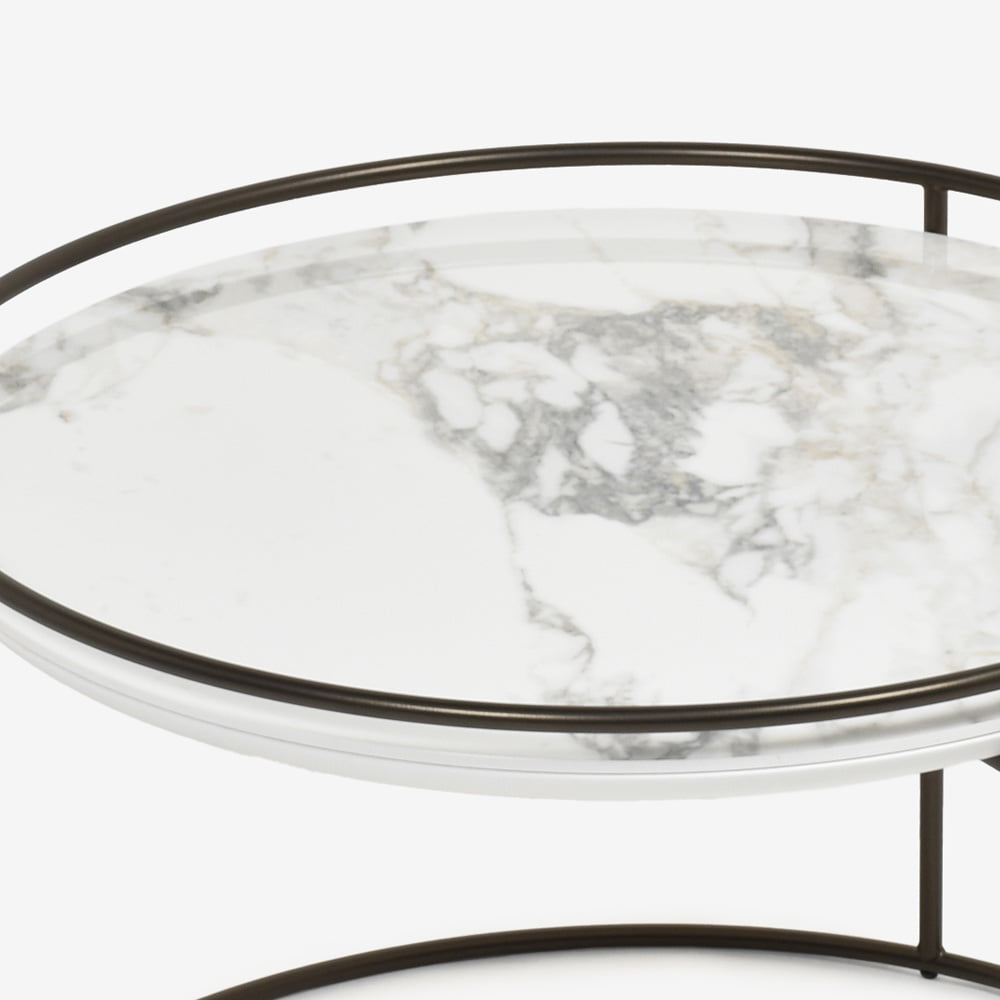 Calligaris（カリガリス）センターテーブル 「Atollo CS/5098-M」丸62.5cm 天板セラミック ホワイトマーブル【次回入荷未定】 [5]