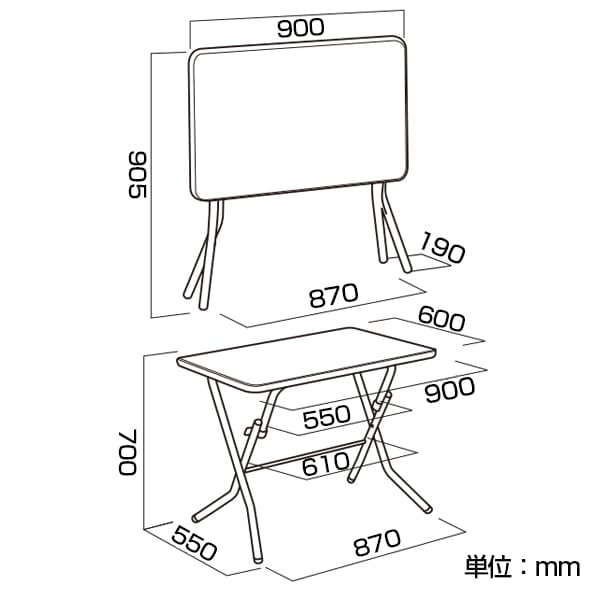 スタンドタッチテーブル ワイド 耐荷重80kg 折りたたみテーブル 完成品 日本製 耐薬品性・耐熱性 幅900×奥行600×高さ700mm [4]