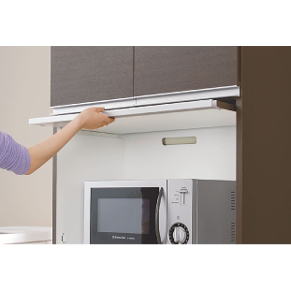 組立不要！家電を隠せるキッチン収納シリーズ レンジラック幅59.5cm [4]