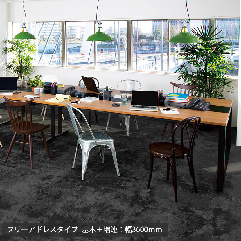 Garage(ガラージ)/NSデスク フリーアドレスタイプ(増連) メラミン仕様 幅2400×奥行1400×高さ720mm/GA-NS-B247HMJ [3]
