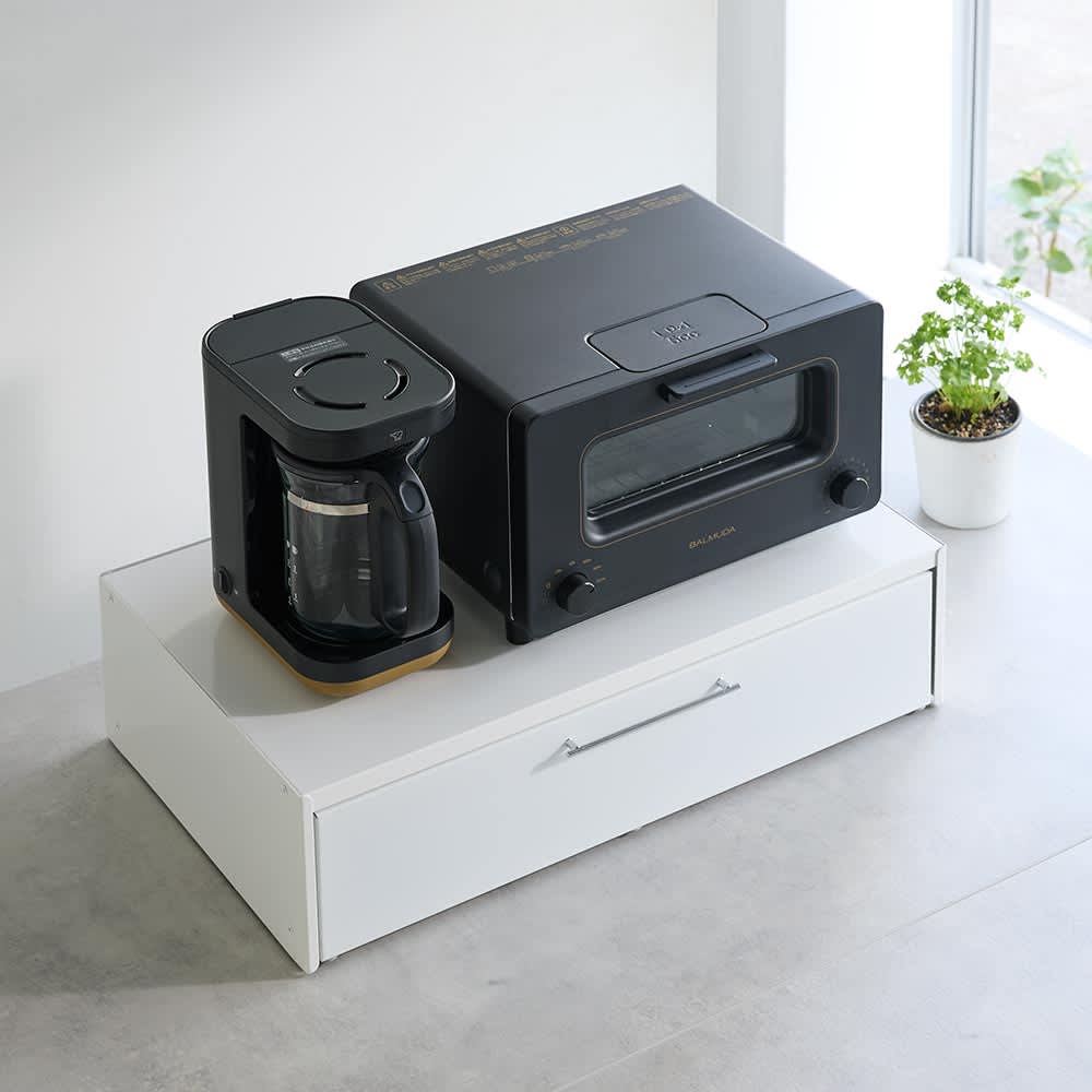 カセットコンロも収納できるトースターラック　幅60cm（引き出し1段）