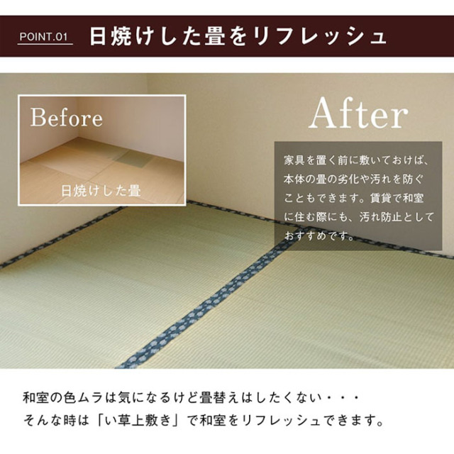 純国産 い草 上敷き はっ水 カーペット 双目織 江戸間6畳（約261×352cm） [4]