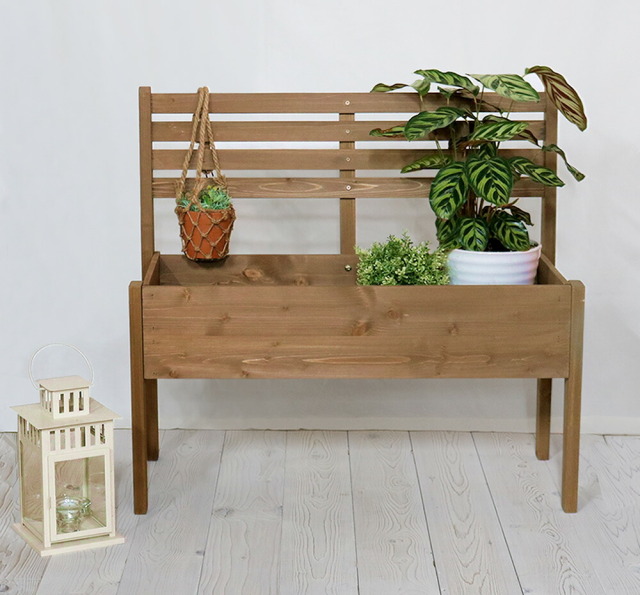 天然木製チェア型プランタースタンド 幅80cm [4]
